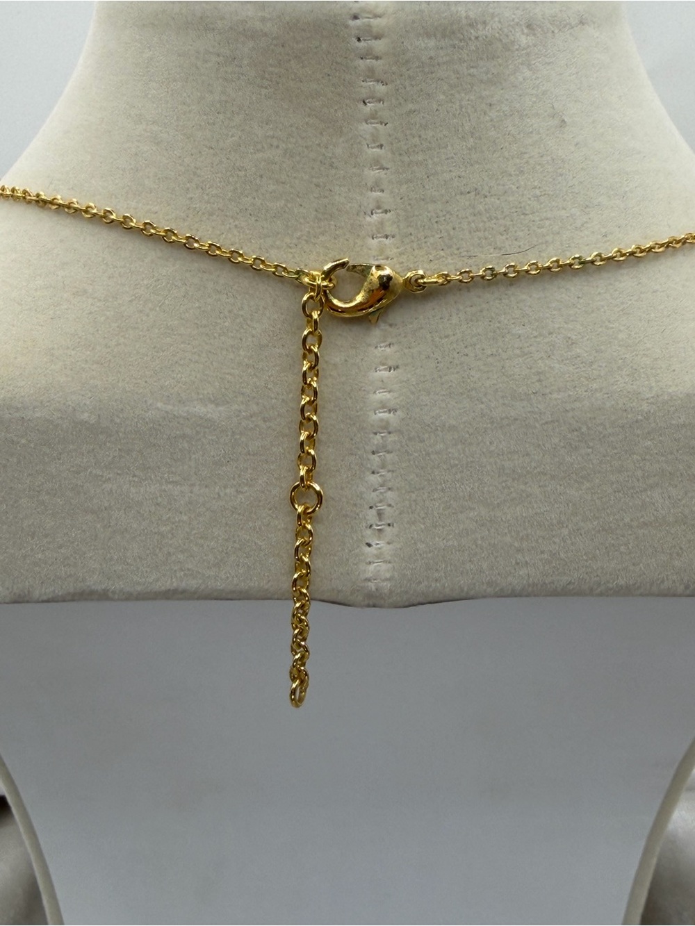 Long Gold Chain Necklace with Green Gem Accents - Women Jewelry - Picture 6 of 6